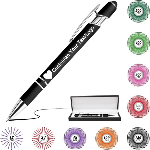 Miniatura 95 de Bolígrafos personalizados con nombre y logotipo, hasta 500 bolígrafos personalizados a granel con grabado gratis regalo para cumpleaños, graduación