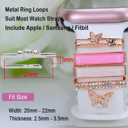 Miniatura 6 de Abalorio de Correa de Reloj, Anillos Decorativos Compatibles con Correas de Silicona de Apple para Mujeres 49mm 45mm 44mm 42mm 41mm 40mm 38mm, oro
