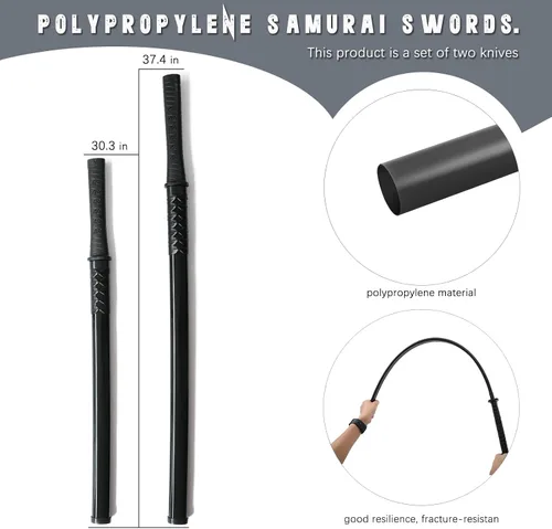 Miniatura 2 de RTCT Katana Sword - Espada samurái de polipropileno para entrenamiento, juego de 2 piezas con soporte de exhibición, cuchillo de plástico