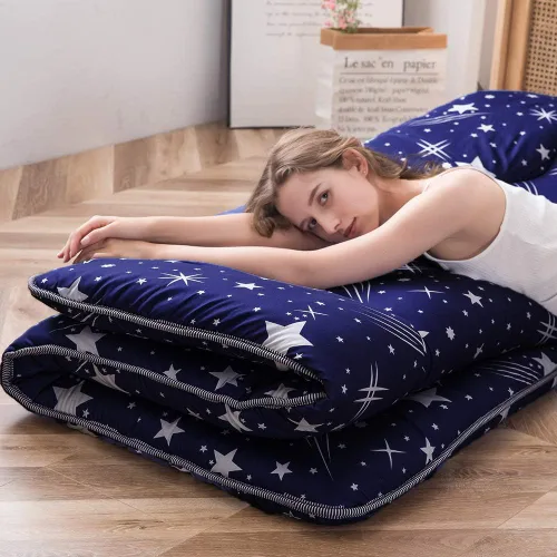 Miniatura 4 de MAXYOYO Colchón de futón japonés de cielo estrellado azul marino, alfombra de piso tatami, almohadilla para dormir portátil para acampar, cama Cielo
