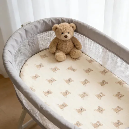 Miniatura 3 de Sábanas orgánicas para cuna de bebé de 33 x 17 pulgadas, 100% algodón de muselina para bebé, niña, niño, funda de colchón ajustable suave compatible