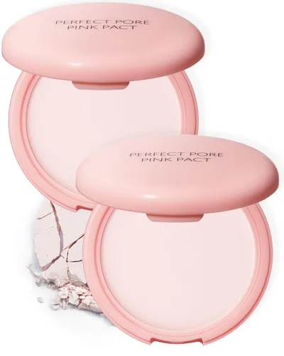 THESAEM Saemmul Perfect Pore Pink Pact - Polvo facial de control de sebo con 15% de calamina para piel sensible grasa - Sistema de control de