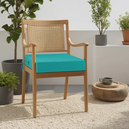 Miniatura 2 de idee-home Juego de 2 cojines para sillas de exterior, cojines de asiento impermeables para muebles de patio, almohadilla de repuesto para silla