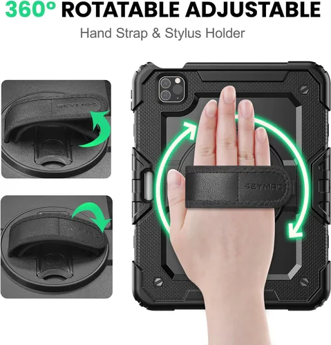 Miniatura 3 de SEYMAC Funda para iPad Pro 11 de 4ª, 3ª, 2ª, 1ª generación (2022/2021/2020/2018), funda protectora de cuerpo completo a prueba de golpes con Negro