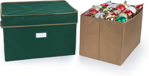 Covermates Keepsakes – Caja de almacenamiento ajustable de 72 piezas – Capacidad para adornos de 4 pulgadas – Resistente – Asas – apilables –