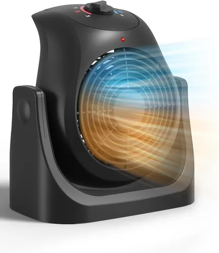 Combo de ventilador de calentador 2 en 1, ventilador de escritorio portátil de enfriamiento, ventilador circulador de aire, inclinación de 45°, 2