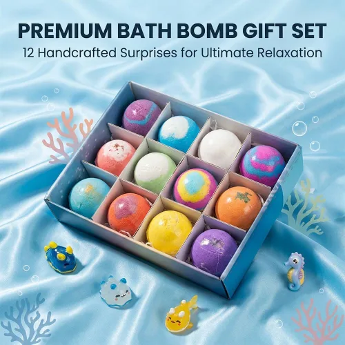 Miniatura 2 de Bombas de baño con sorpresa en el interior, paquete de 6/12 juego de regalo de baño de burbujas gaseosas, huevo de dinosaurio y océano, bolas de Zoo