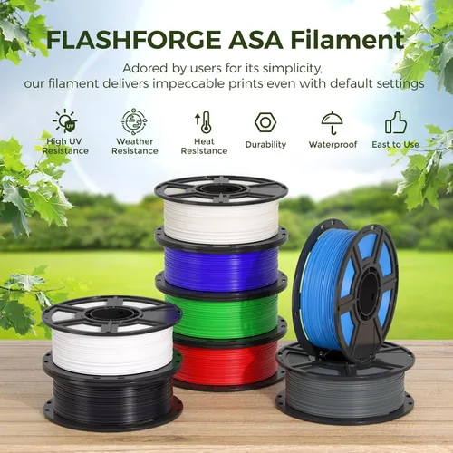 Miniatura 2 de FLASHFORGE - Filamento ASA para impresora 3D, 1.75mm Negro, bobina de 1kg (2.2lbs), precisión dimensional de +/- 0.02mm, duradero, alta resistencia