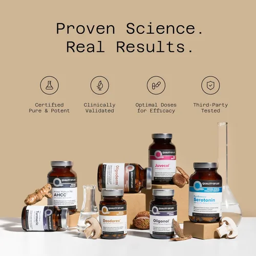 Miniatura 7 de Quality of Life Suplemento prémium Kinoko Gold AHCC, 500 mg por cápsula, apoya la salud inmunológica, la función hepática, mantiene la actividad