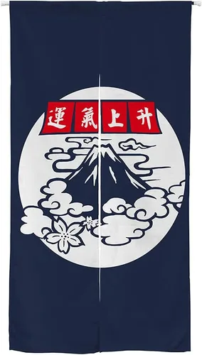 Miniatura 8 de Ofat Home Cortina Japonesa Noren para Entrada Tapiz para Colgar en la Pared, Pintura de Fuji y Flores de Cerezo, Decoración de Puerta