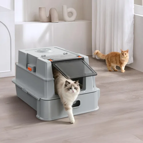 Miniatura 8 de XXXL Stainless Steel Litter Box with Lid,28" L x 20.5" W x 16.5" H Extra Large Cat Litter Box Enclosure for Large and Multi-Cats