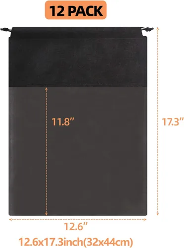 Miniatura 2 de Paquete de 12 bolsas de zapatos portátiles para viajes, bolsa grande para zapatos, organizador de almacenamiento, ventana transparente con cordón