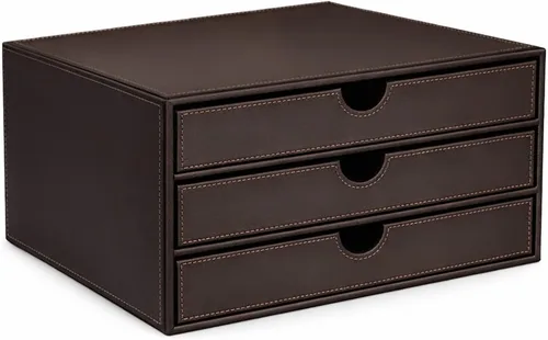 Miniatura 14 de Organizador de Documentos UnionBasic, Caja de Almacenamiento de Archivos con 3 Cajones, Organizador de Archivos para Escritorio de Oficina, Beige