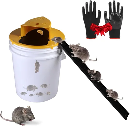 Trampa para ratones con tapa de cubo, trampa para ratones, trampa para ratones para interiores para el hogar, reinicio automático, captura múltiple,