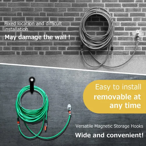 Miniatura 5 de Windyun 4 ganchos magnéticos para garaje, correas magnéticas resistentes, ganchos magnéticos para colgar cables, mangueras, cuerda de taller