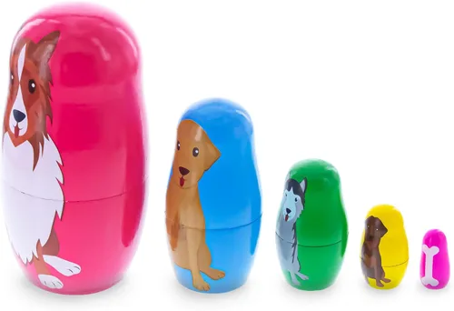 Miniatura 3 de BestPysanky Muñecas anidables de madera para perros de 4.75 pulgadas