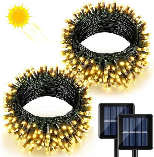 Miniatura 17 de 2 Pack de luces solares de Navidad para exteriores, tira de luces solares de 80 pies con 240 LED para exteriores, impermeables, 8 modos de luz