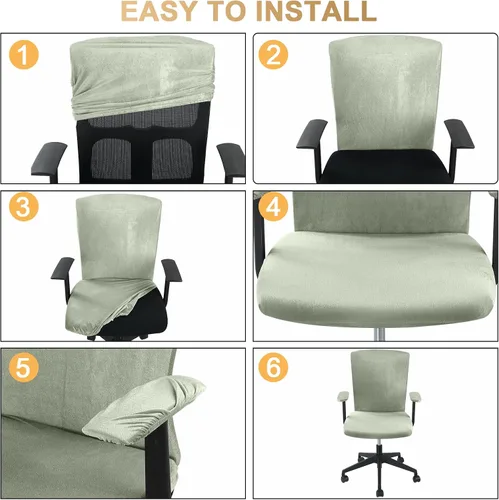 Miniatura 5 de Tallew Juego de 4 Fundas para Silla de Oficina, Fundas Universales Elásticas para Computadora, Fundas Protectoras Estiratables para Asiento