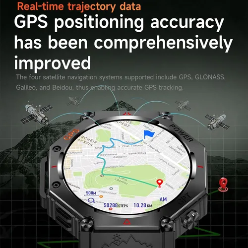 Miniatura 2 de Loluka Reloj inteligente GPS Tracker resistente al aire libre Smartwatch con brújula/linterna LED/presión de aire/altitud/respuesta/hacer llamada