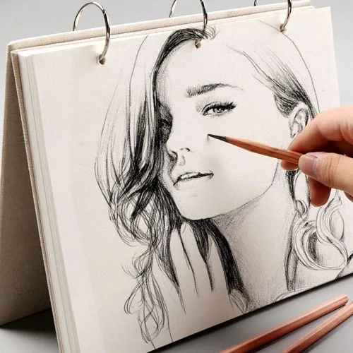 Cuaderno de bocetos retro en espiral, tapa dura, de lino, 120 páginas, 160 GSM, grueso, recargable, hojas sueltas, para dibujo artístico, papelería,