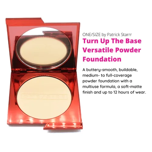 Miniatura 2 de One size Patrick Starrr Turn Up The Base - Base de maquillaje versátil en polvo, ligero 3 (NG), maquillaje prensado facial con matices dorados
