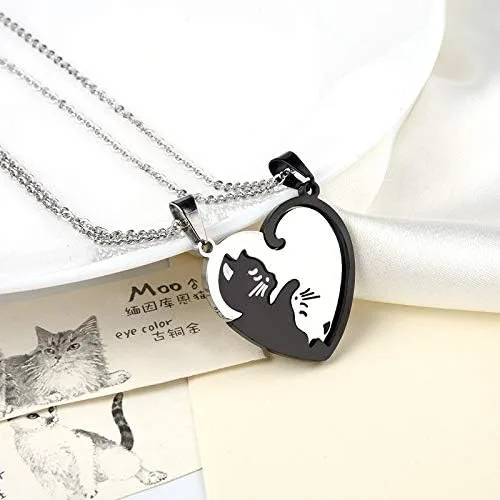 Miniatura 3 de Regalo de aniversario de Navidad para amigos, marido, esposa, collar de amistad de gato para 2 niñas y niños, collares a juego para mejores amigos