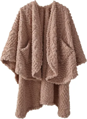 Miniatura 7 de Royoliving Manta de forro polar sherpa portátil con bolsillos para adultos, manta de franela ultra suave y mullida (negra, 58" x 64")