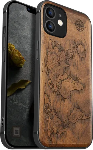 Miniatura 15 de Carveit Funda magnética de madera para iPhone 12 [madera natural y TPU suave negro] a prueba de golpes, funda de madera única compatible con MagSafe