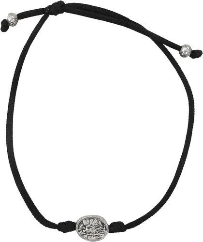 Miniatura 2 de Pulsera de cordón ajustable de San Miguel Arcángel negro con medalla en tono plateado, joyería de protección religiosa católica, regalo de recuerdo