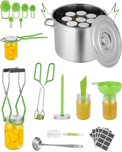 Miniatura 11 de VEVOR Kit de Suministros de Conservas para Principiantes, Kit de Baño de Agua de Acero Inoxidable de 9 Piezas, Set de Herramientas de Conservas