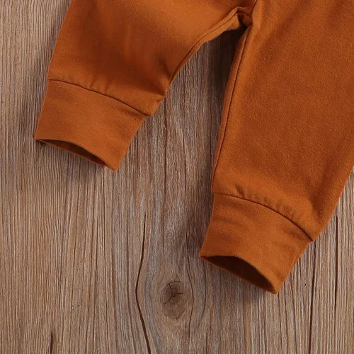 Miniatura 6 de Ropa de punto acanalado de algodón para bebés, niñas y niños, recién nacidos enterizo de manga larga, pantalones largos unicolor, atuendos de otoño