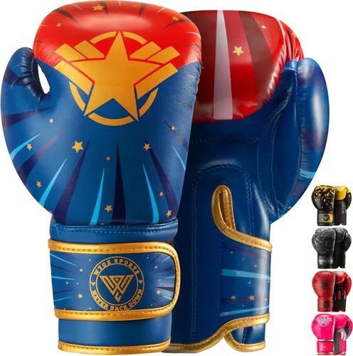 Miniatura 12 de WYOX Guantes de boxeo para niños de 4 onzas, 6 onzas, 8 onzas, guantes de boxeo juveniles para niños y niñas de 3 a 15 años, guantes de boxeo