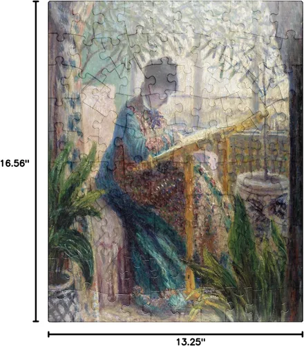 Miniatura 7 de MyPuzzle Madame Monet Embroidering 1875 by Claude Monet - Rompecabezas prémium de 100 piezas para adultos