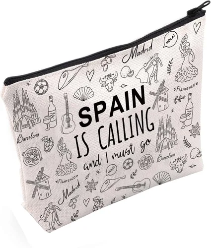 POFULL España Regalo de viaje familiar España está llamando y debo ir bolsa de cosméticos Regalo de luna de miel española, España llama bolsa de