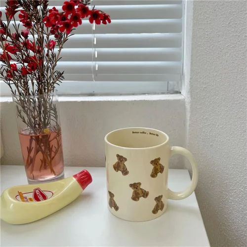 Miniatura 5 de Lindas Tazas Vintage de Oso de Dibujos Animados de Cerámica Taza de Café Taza de Agua 350ml/12oz Divertido Regalo de Novedad para Mujeres Chicas