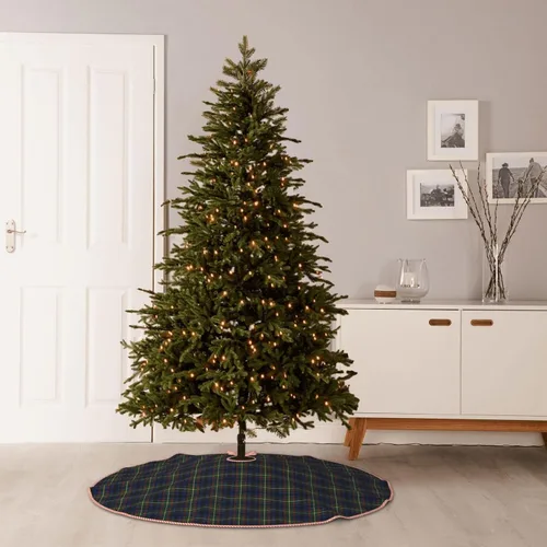 Miniatura 8 de Falda de árbol de Navidad de 30 pulgadas, falda de árbol de Navidad de lino de tartán de Clan MacLeish para fiesta de vacaciones, decoración
