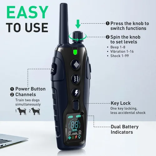Miniatura 7 de Collar de choque para perros 2 perros (15-150 libras) con luz intermitente para paseos nocturnos, collar de entrenamiento de perro de 4500 pies