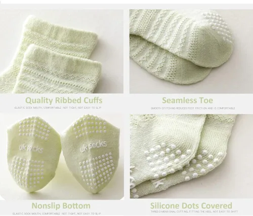 Miniatura 4 de SUITBOY Baby Girls Socks Toddlers Ruffle Socks Frilly Socks for Toddler Girls Baby Nonslip Cotton Socks with Grips