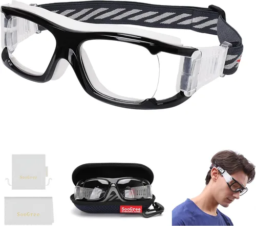 Miniatura 27 de SooGree Sports Glasses - Racquetball Goggles Basketball Football Eye Protective Almohadilla de nariz blanca con marco gris G8042