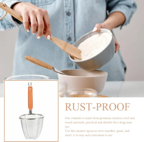 Miniatura 5 de Angoily - Canastas coladoras de fideos de 4 piezas con asa, coladores de pasta de malla para cocinar ramen y espagueti, coladores de cocina de acero