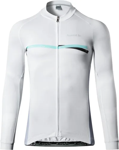 Miniatura 82 de Santic - Camiseta de ciclismo para hombre, manga larga, reflejante, cremallera completa, con bolsillos