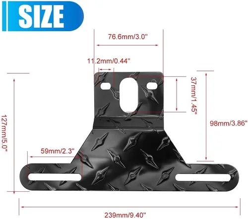 Miniatura 2 de Hoypeyfiy Soporte de luz para matrícula de remolque para camión, caravana, todoterreno, soporte de aluminio para matrícula (color negro, 1 unidad)