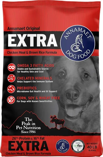 Miniatura 8 de Annamaet Original Extra Formula - Alimento seco para perros, 26% proteína (pollo y arroz integral), bolsa de 5 libras