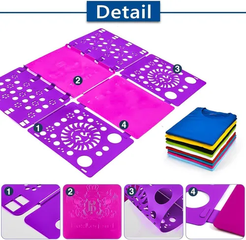 Miniatura 7 de BoxLegend Versión 3 Tabla para doblar camisas y camisetas, carpeta para ropa, tabla para doblar duradera de plástico, tablas para doblar, Morado