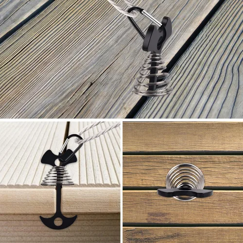 Miniatura 4 de Estacas para tienda de campaña, 8 clavijas de anclaje para cubierta de espina de pescado, kit de tensor de cuerda de espina de pescado de aleación