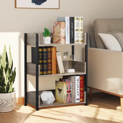 Miniatura 2 de VECELO Estantería pequeña, organizador de almacenamiento de 3 niveles, estantería industrial para oficina en casa, sala de estar, dormitorio, 30