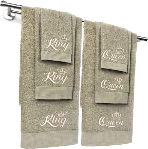 Miniatura 15 de Kaufman - Juego de toallas de baño bordadas personalizadas de calidad de hotel, toalla de mano y toallas para los dedos, 100% algodón para baño