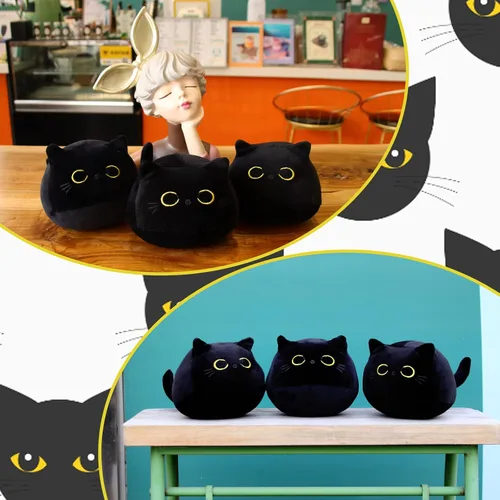 Miniatura 2 de Peluche de Gato Negro, 3 Piezas de Lindo Mini Gato Negro de Peluche para Decoración del Hogar, Suave Peluche de Gato para Cumpleaños para Niños
