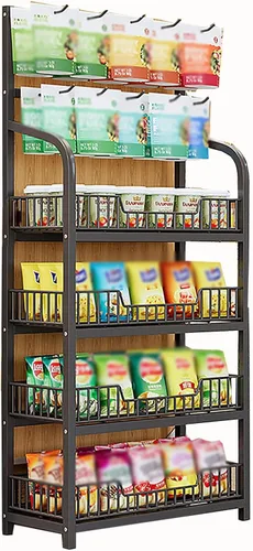 Miniatura 6 de Estantes de exhibición al por menor, soporte de exhibición de pie para tienda, cajero, escritorio, panadería, estante de cesta de cocina, estantes