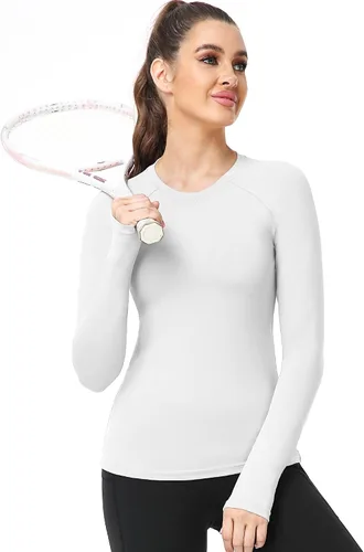 Miniatura 3 de CADMUS Camisa de manga larga para correr de secado rápido para mujer, camisas de entrenamiento